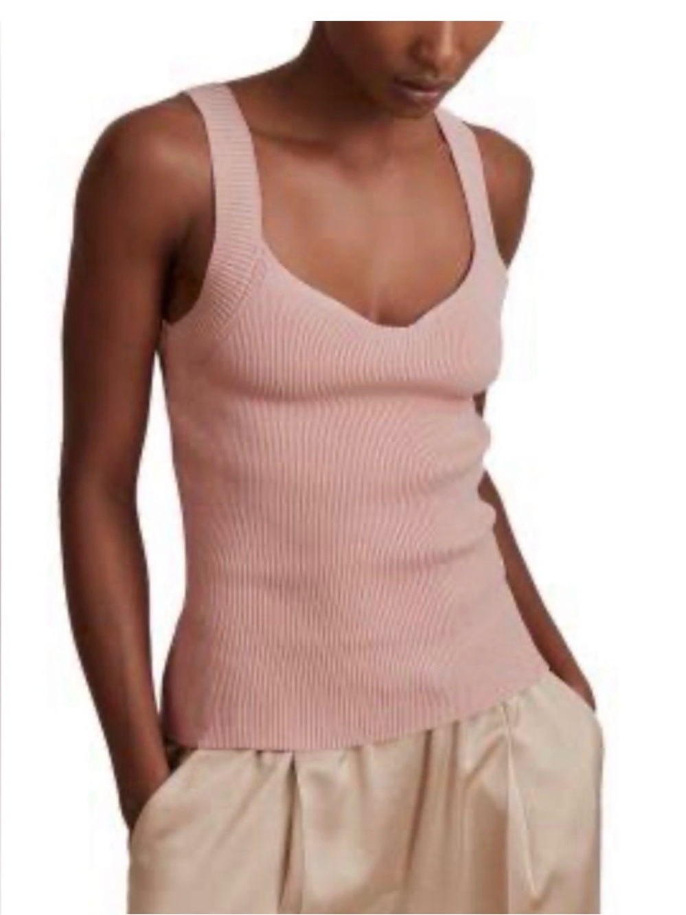 Reiss Blush Pink Ribbed Tank Top